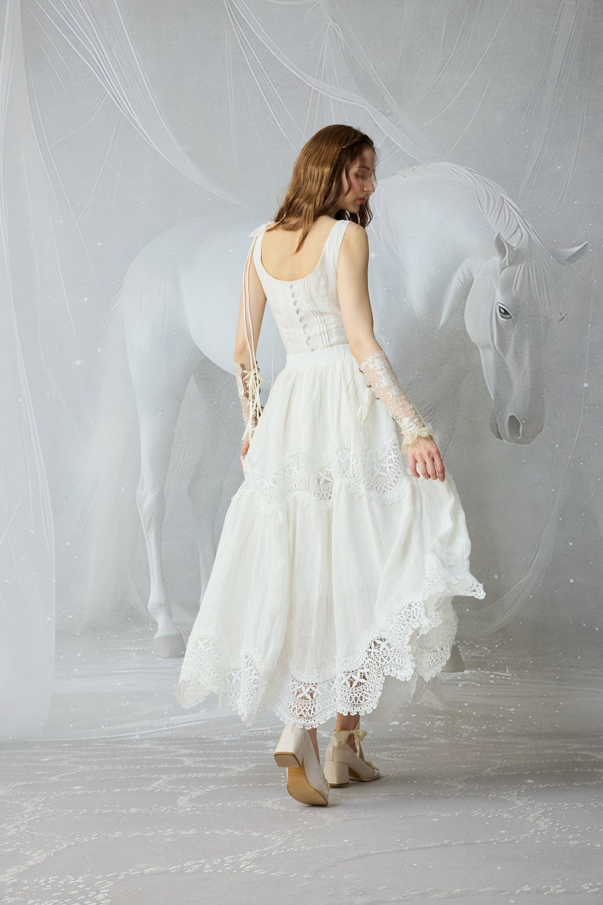 Moonstone 22 |Lace linen Maxi skirt