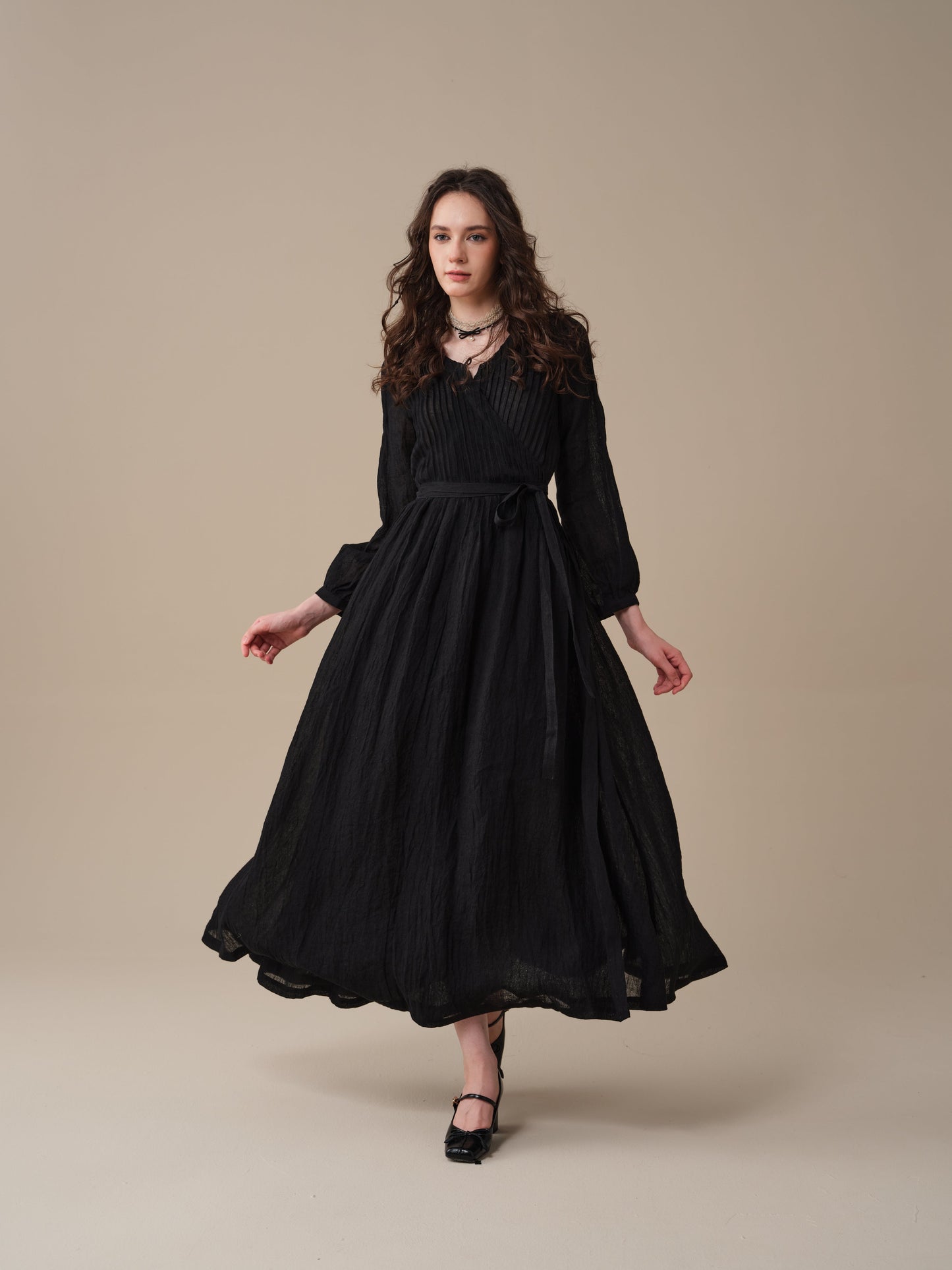 Bluebell 06 | Pintuck Linen Wrap Dress
