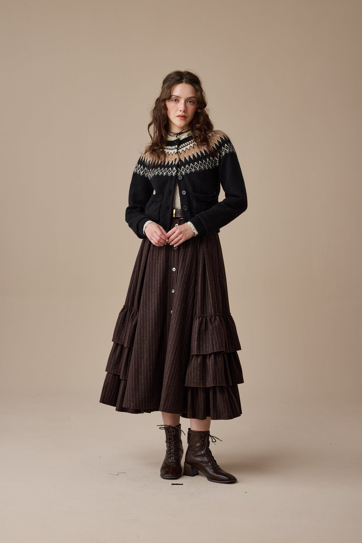 Kaite 18 |ruffled maxi wool skirt