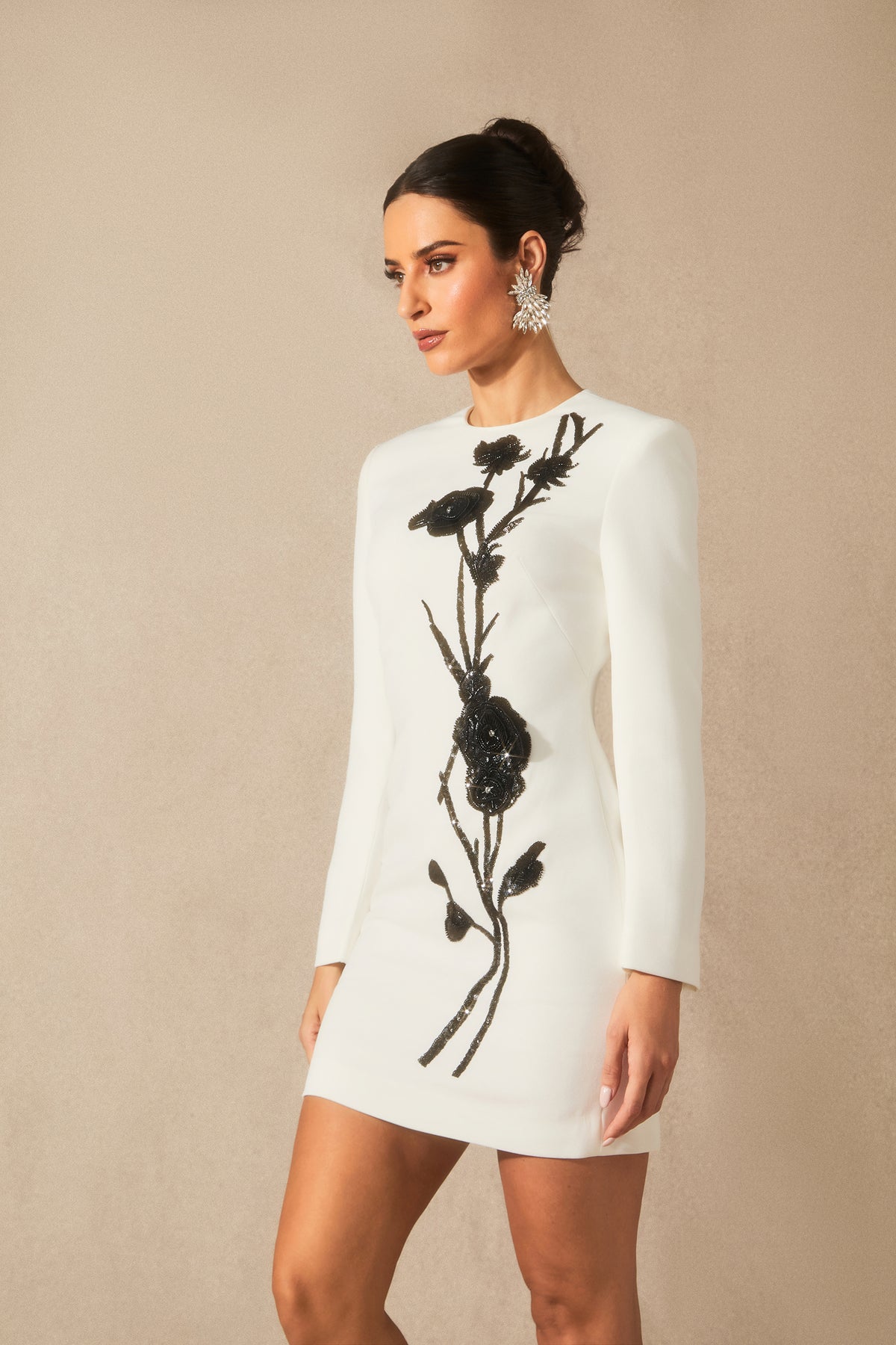 Venus Floral Embroidery Bead Mini Dress