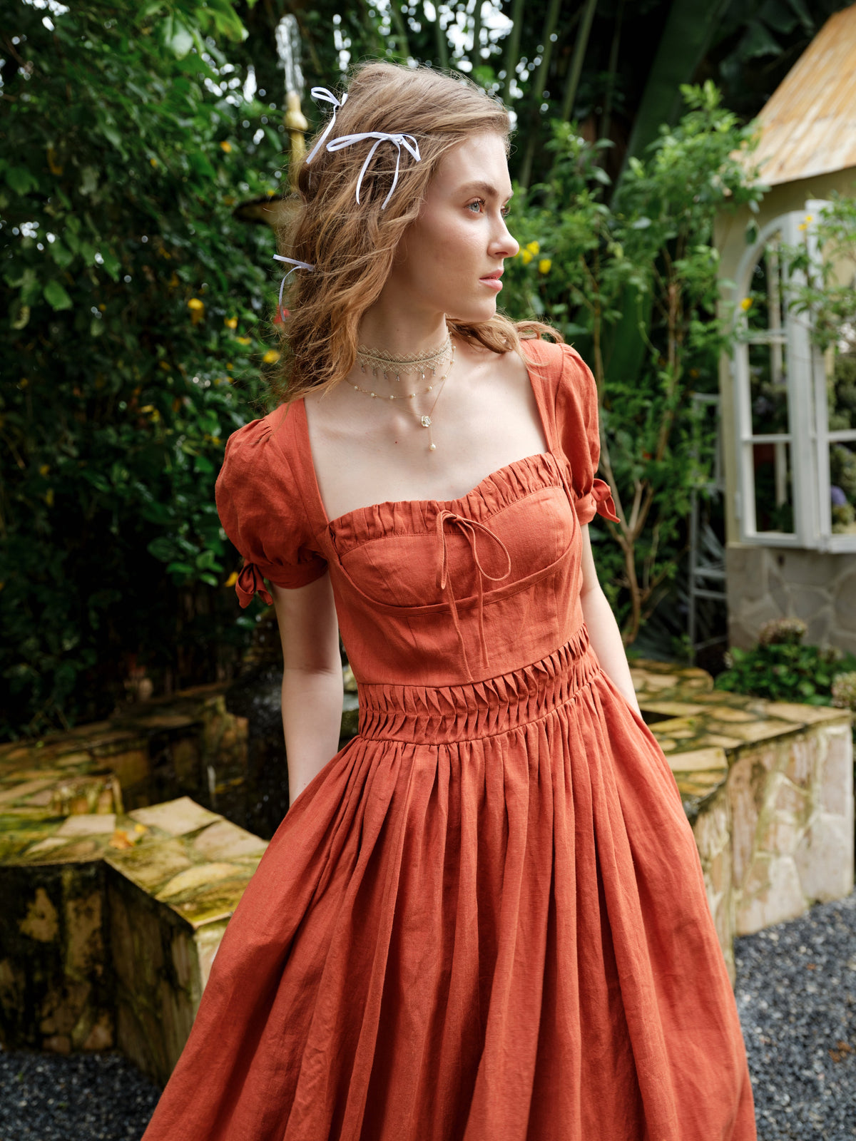 Hydrangea 27 | Corset Floral Linen Dress