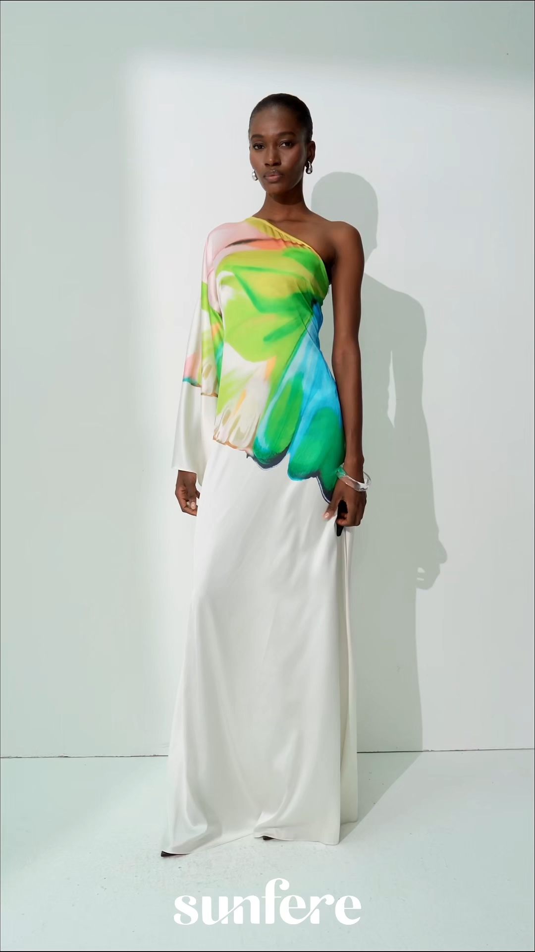 Bernice Printed Single Sleeve Maxi Dress
