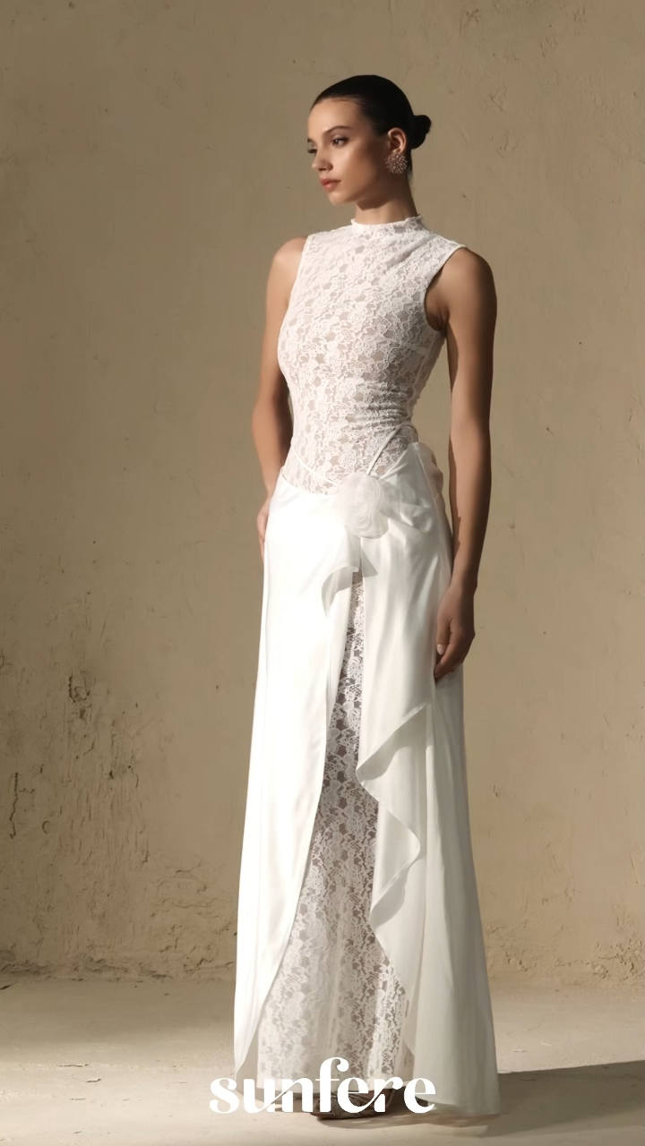Unforgettable Night White Floral Lace Sleeveless Maxi Dress