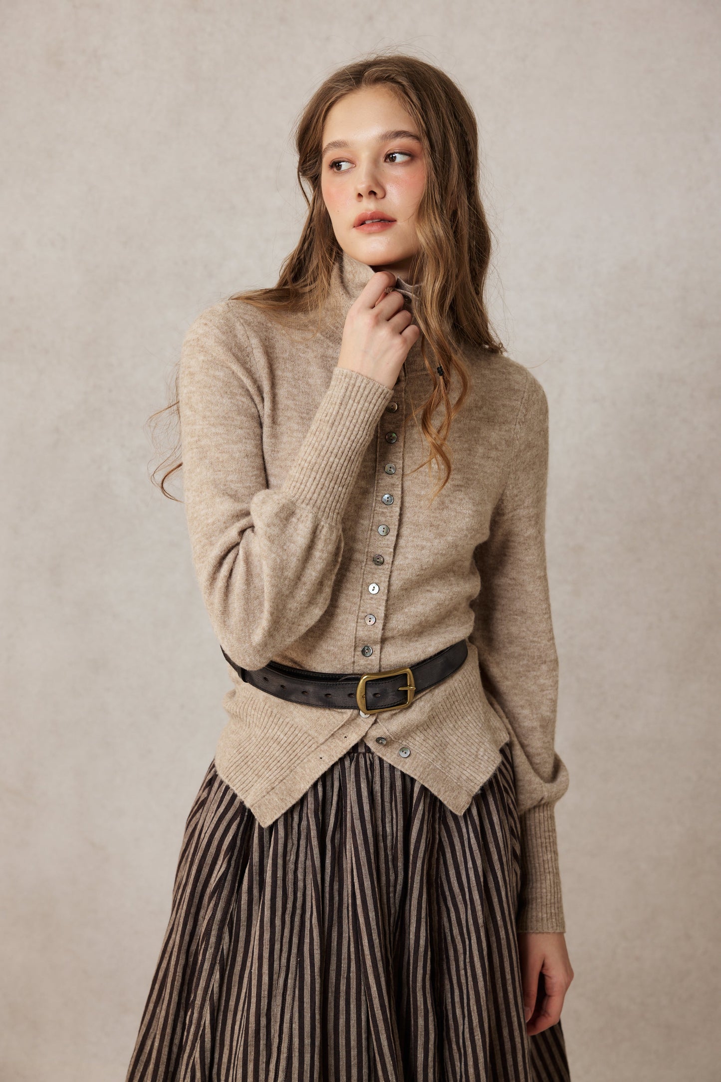 Camellia Bubble 22 | Drawstring Bubble Linen Skirt