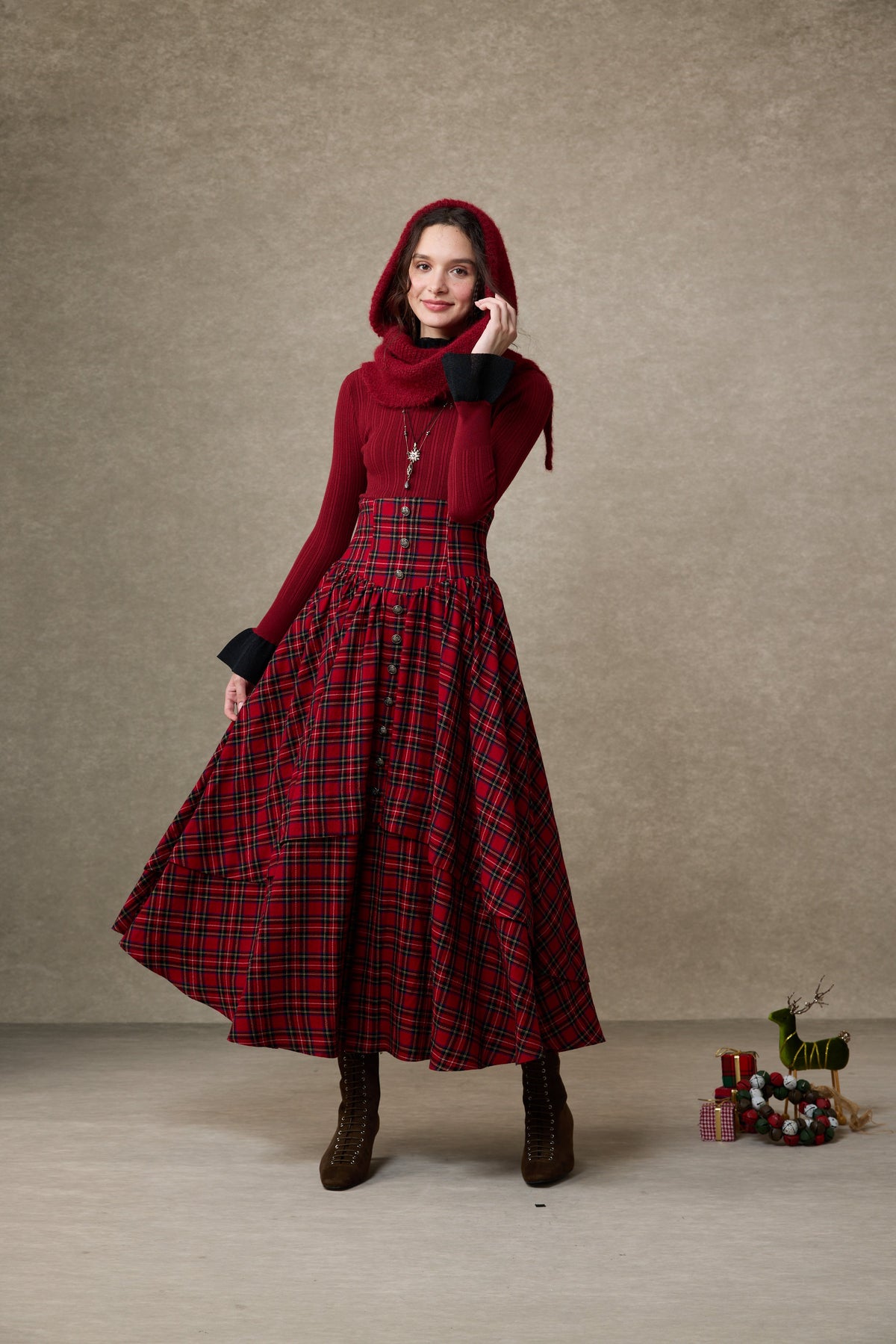 Christina 19 |Retro Layered Wool Skirt