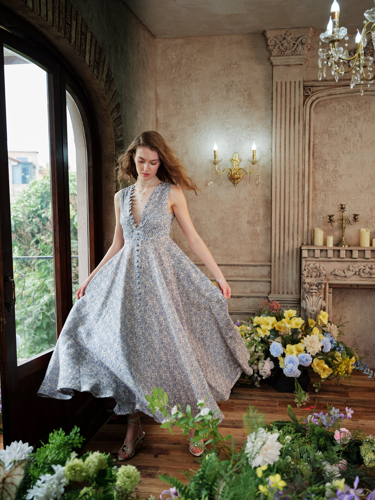 Rebecca 18 | Pleated Maxi Linen Dress