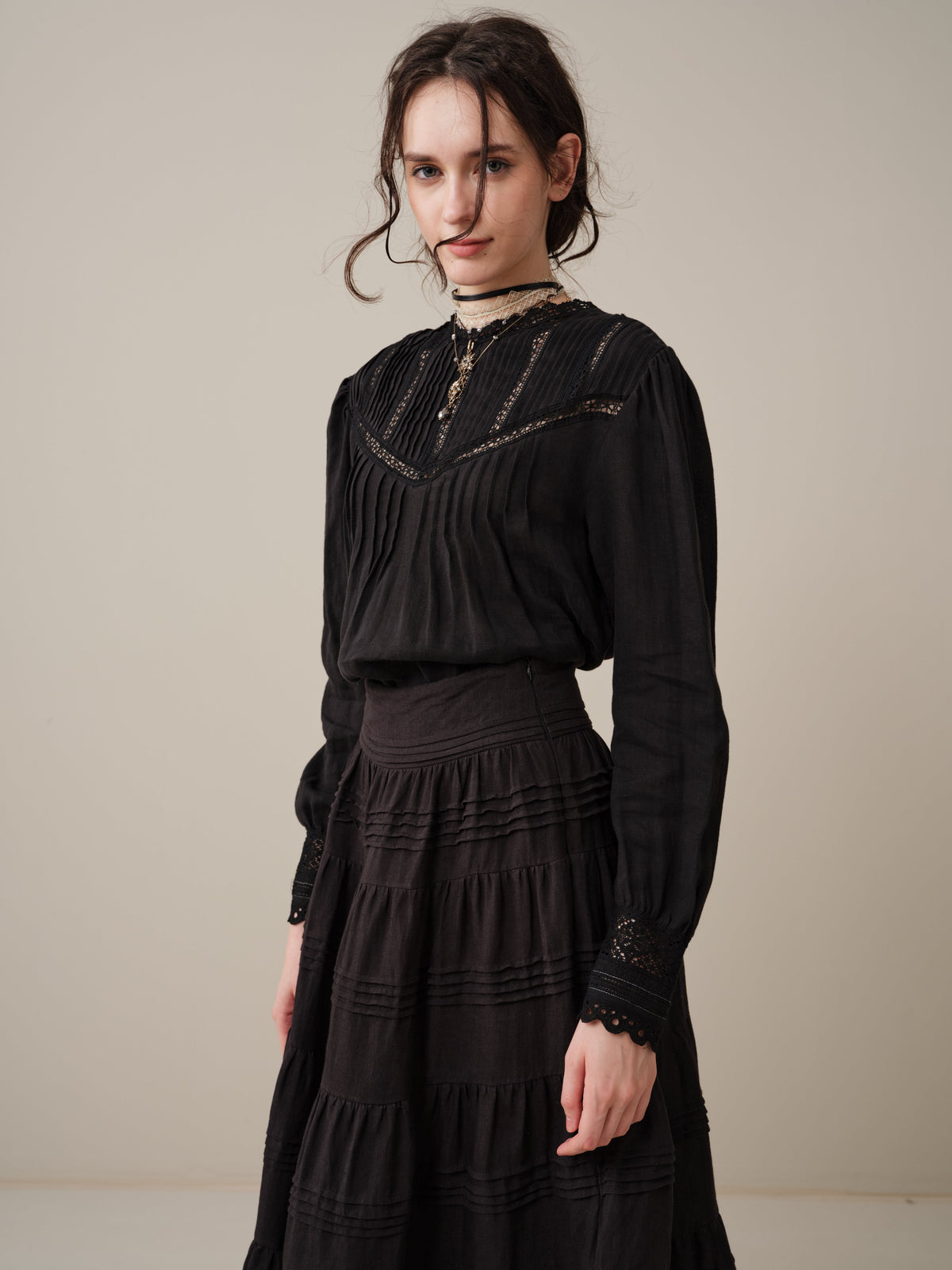 Alice 12 |  Pintuck Linen Maxi Skirt