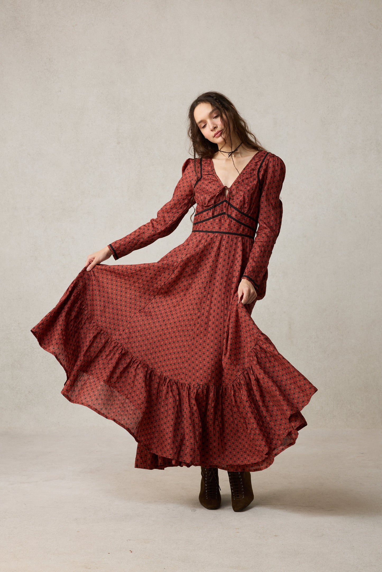 Chelse 19 |Longsleeved Linen Dress Gown