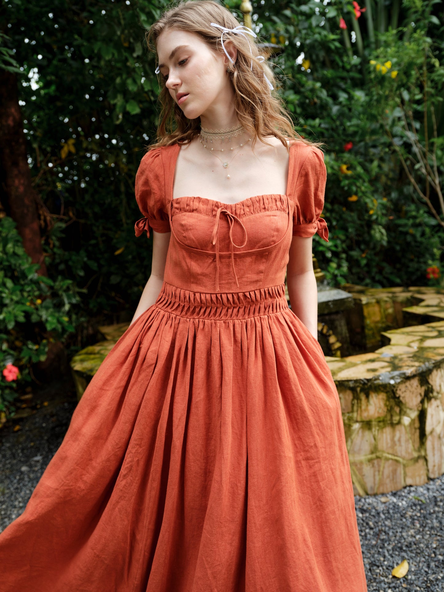Hydrangea 27 | Corset Floral Linen Dress