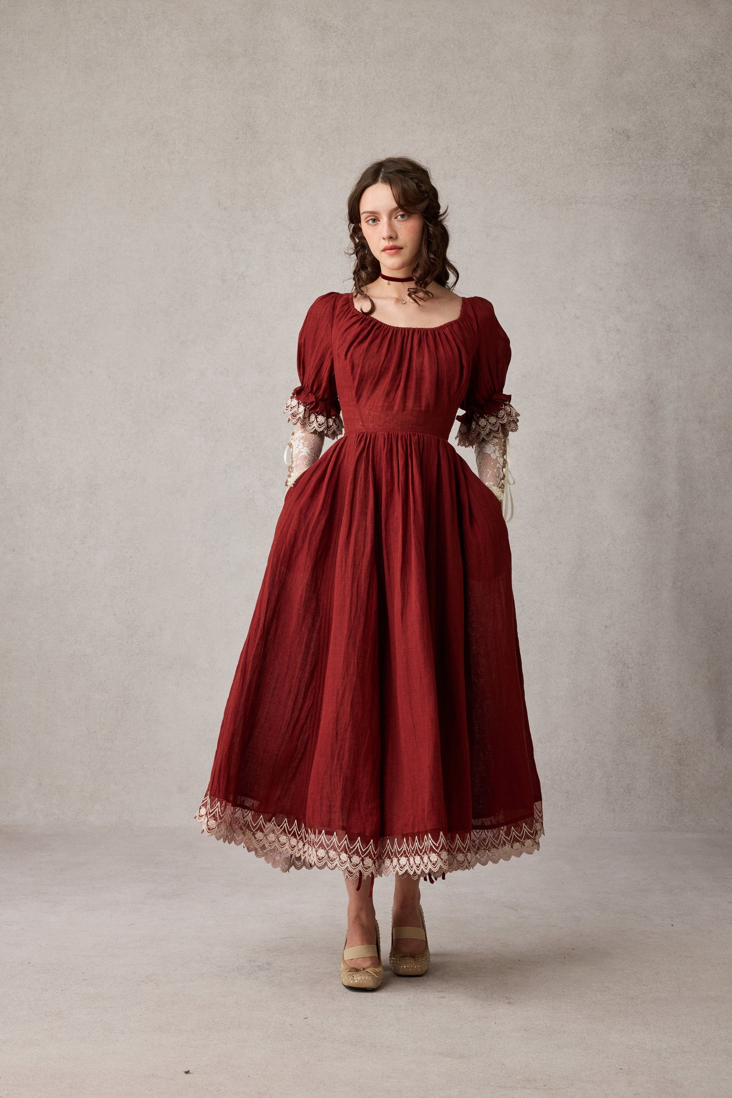 Elowen 27 | Lace Linen dress gown ( 2 way to wear )