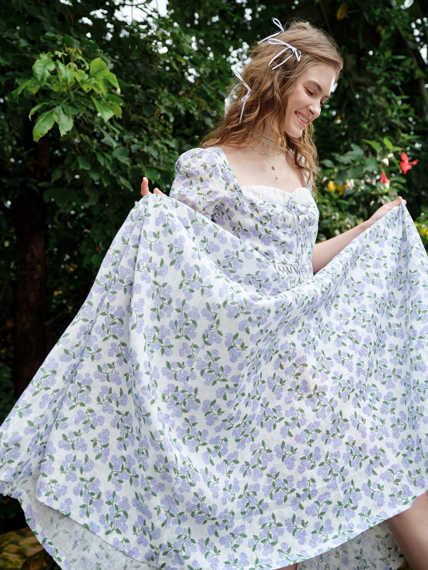 Hydrangea 27 | Corset Floral Linen Dress