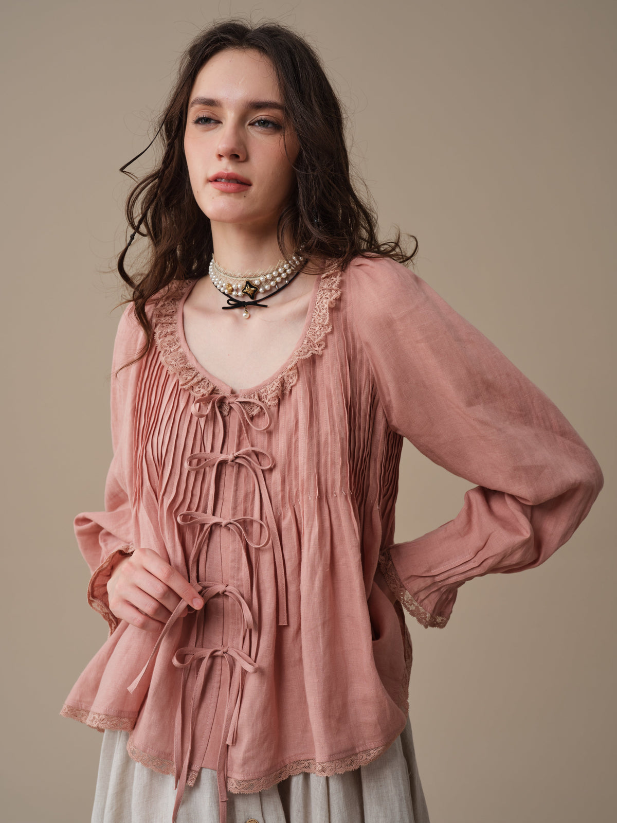 Isadora | Ruby Linen Poet Shirt