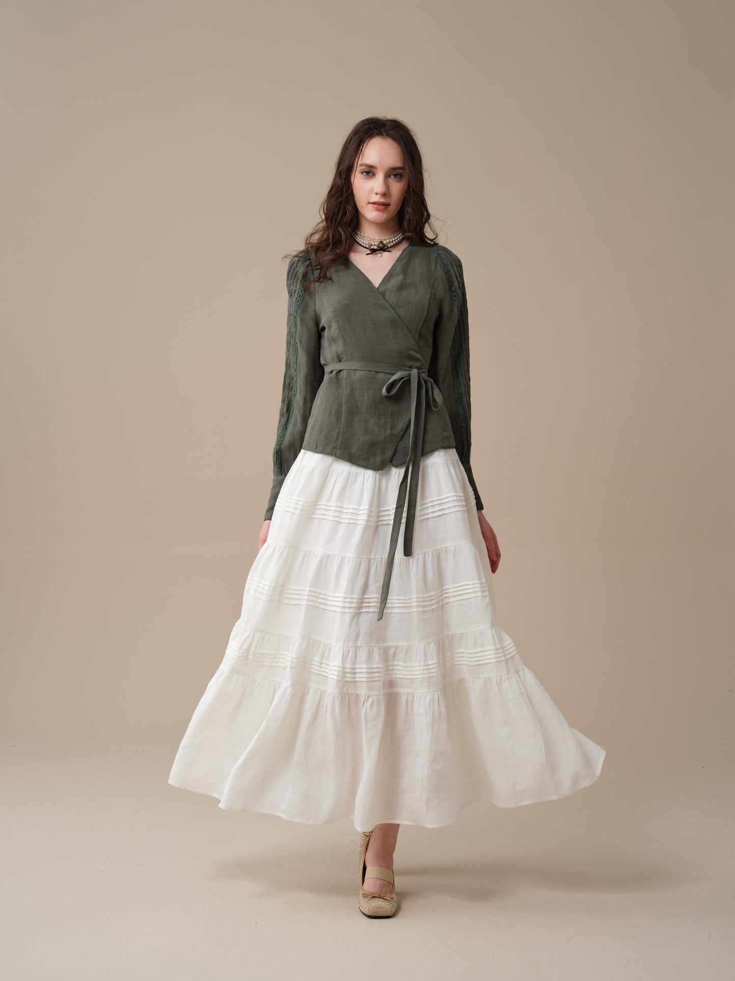 Marguerite | Soft Linen Wrap Blouse