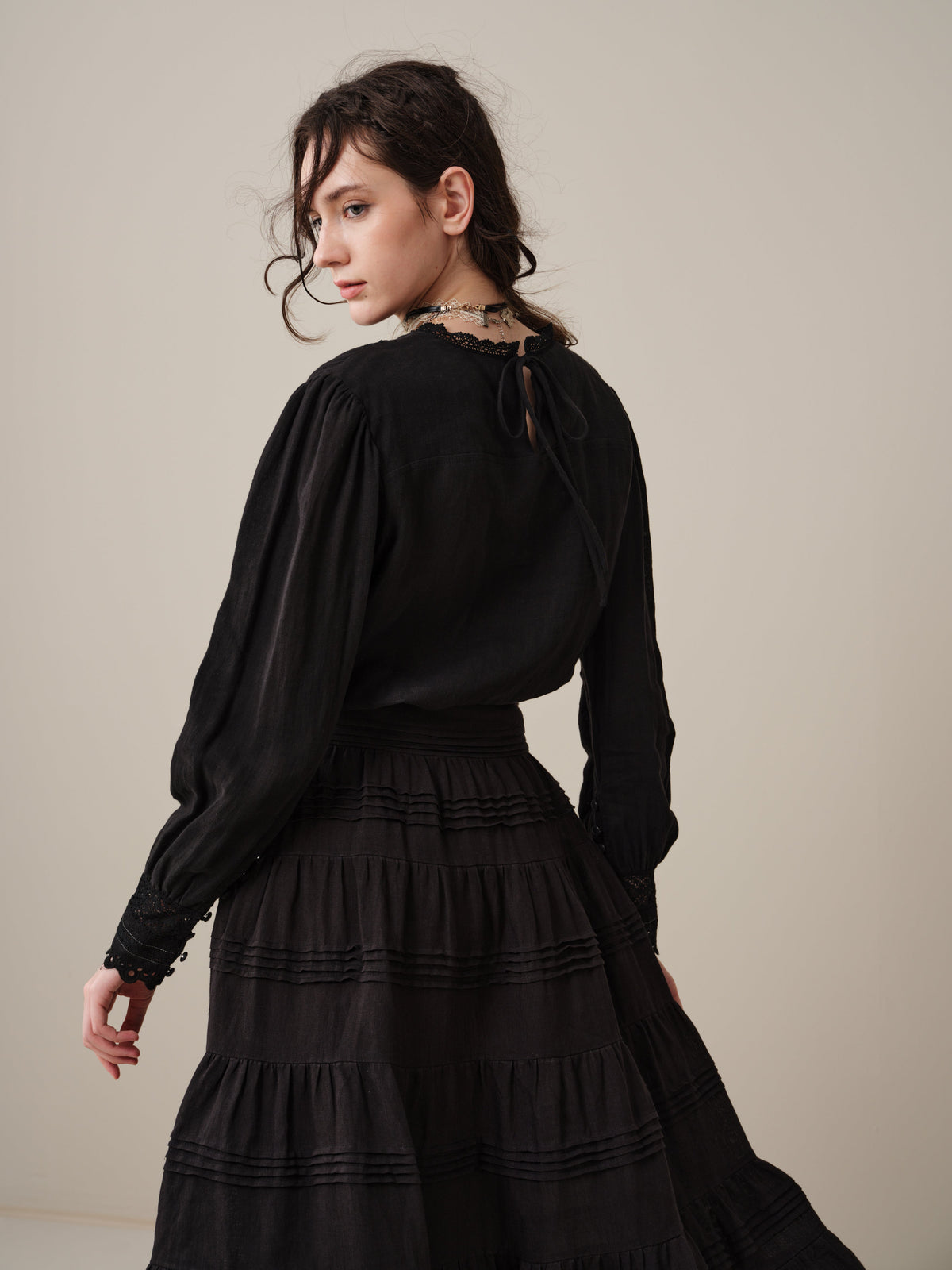 Alice 12 |  Pintuck Linen Maxi Skirt