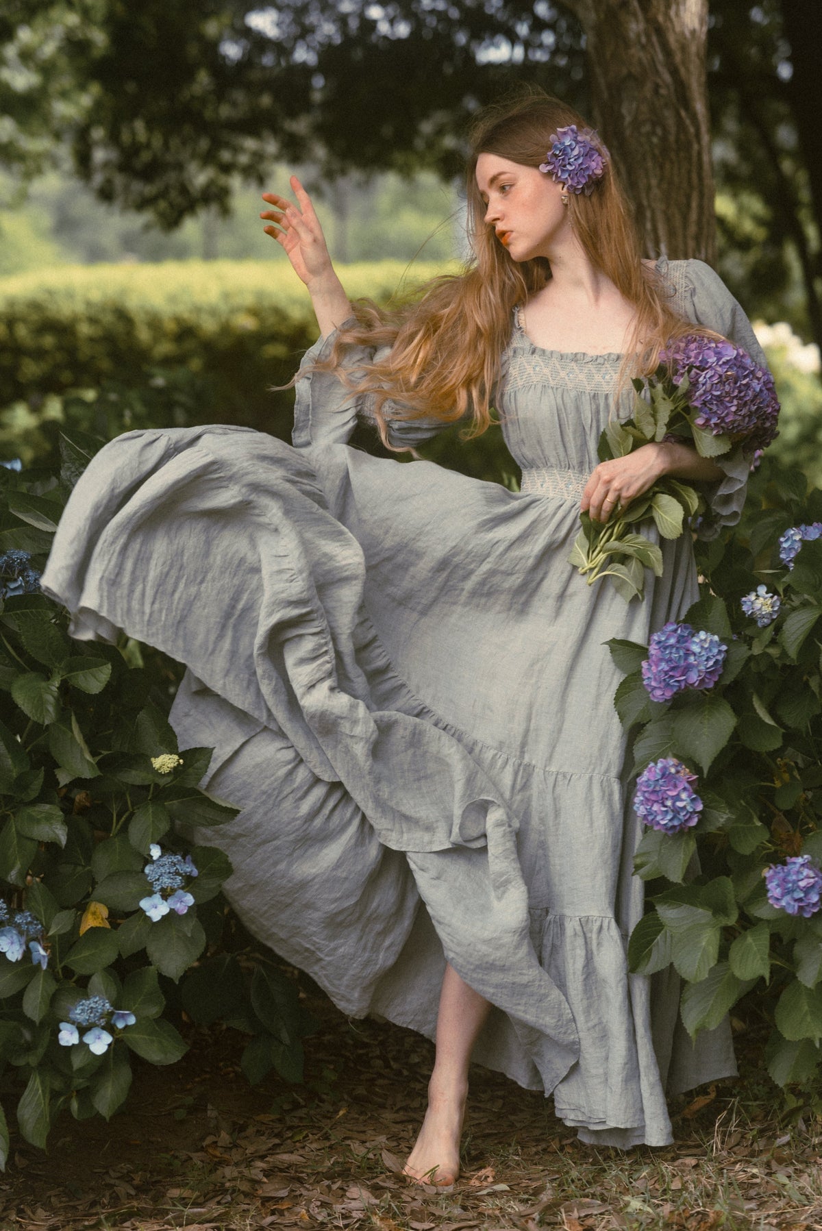 Cloud 21 | smocking embroidery linen dress