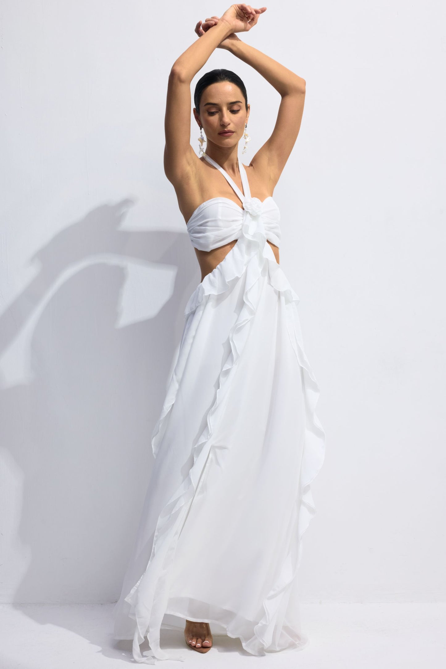 Maggie Halter Cut-Out Ruffle Maxi Dress
