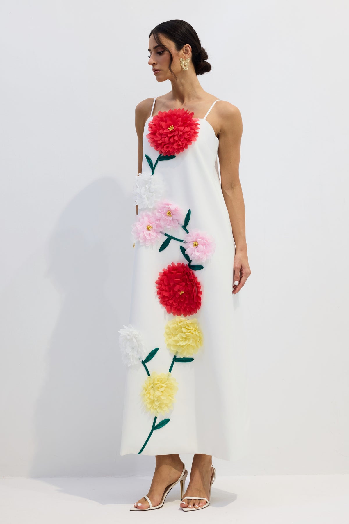 Louisa Floral Applique Spaghetti Straps Maxi Dress