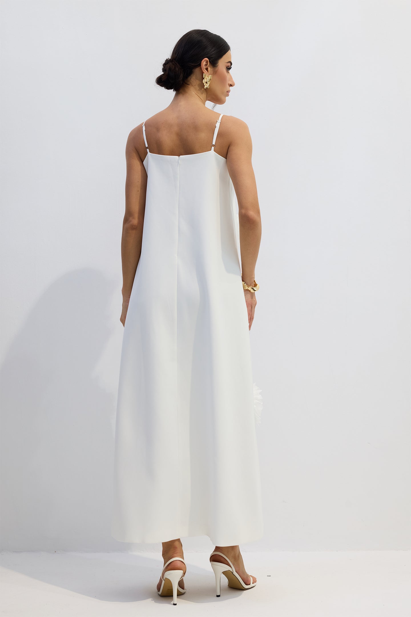 Louisa Floral Applique Spaghetti Straps Maxi Dress
