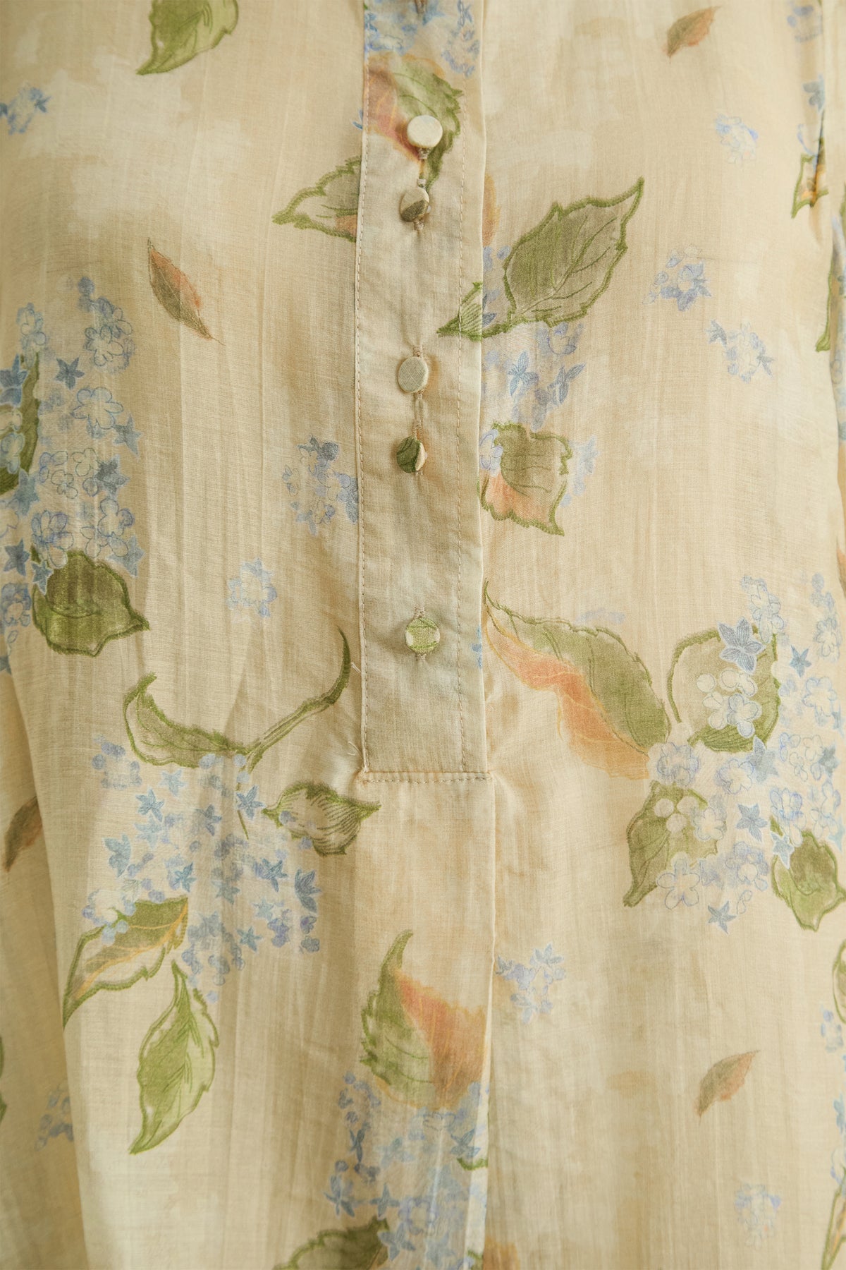 Garden Story Beige Floral Print High Neck Blouse