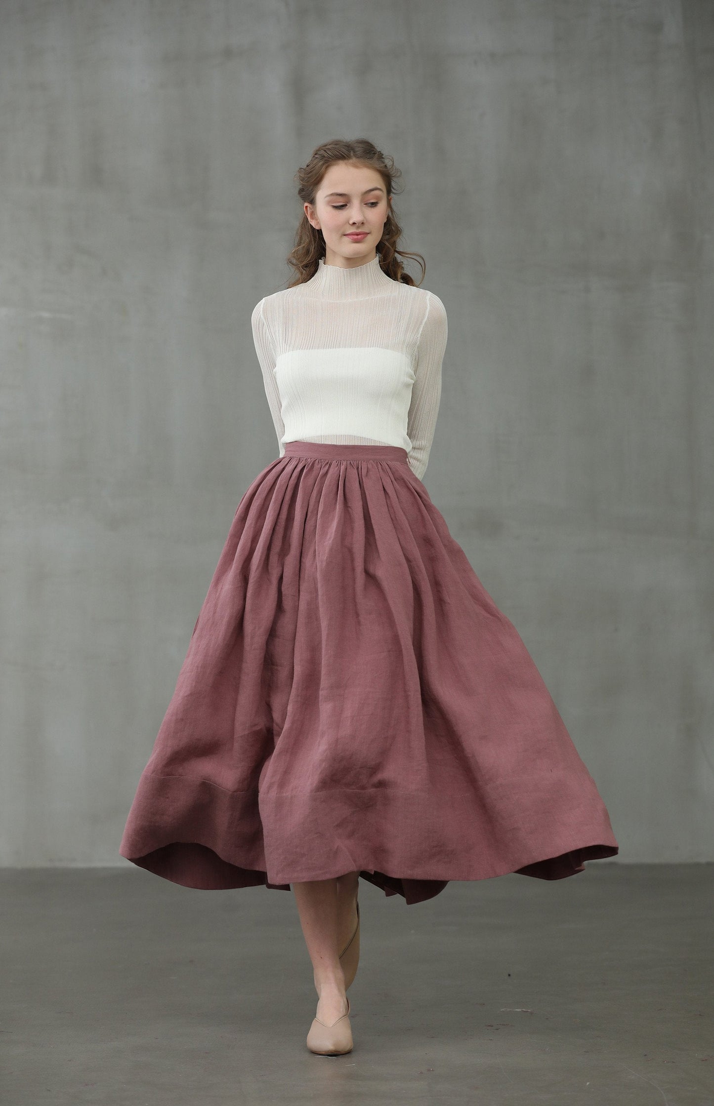 Daisy 03 | ashed lilac linen skirt