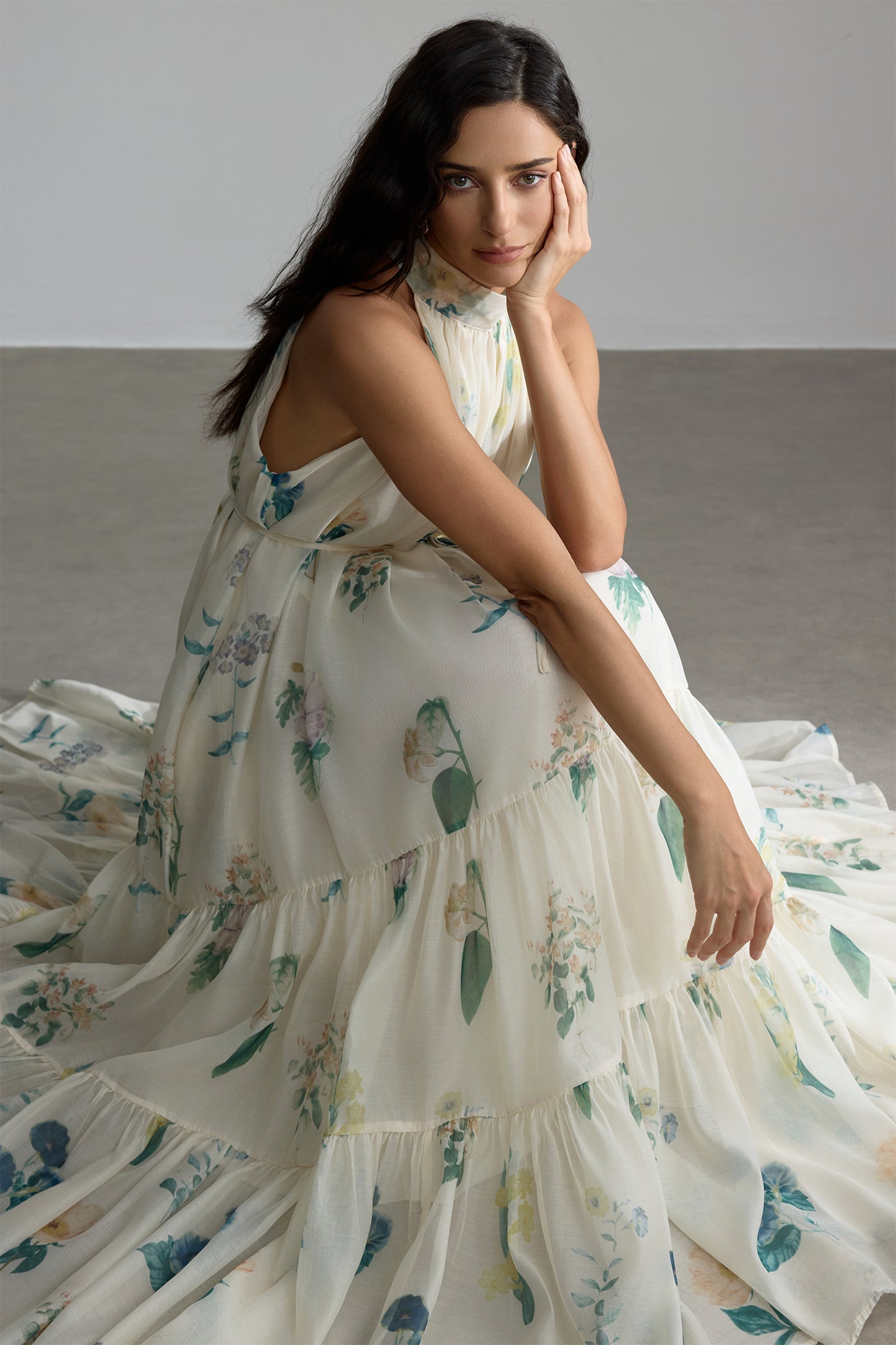 Harley Floral Print Halter Maxi Dress