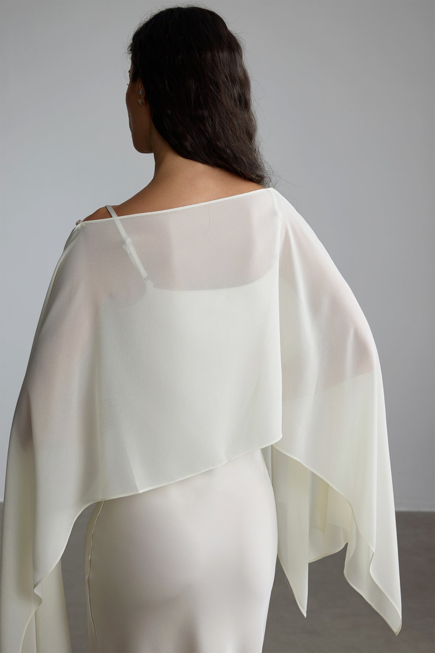 Elena Spaghetti Strap Maxi Dress With Cape Blouse