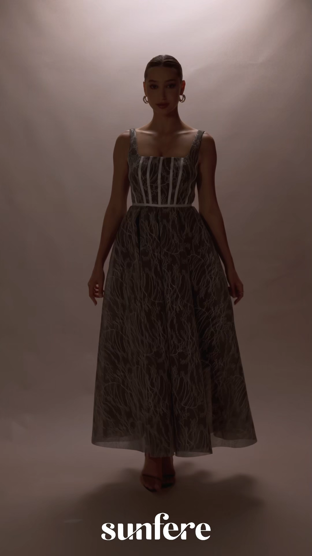 Forever Feminine Grey Square Neck Lace Maxi Dress