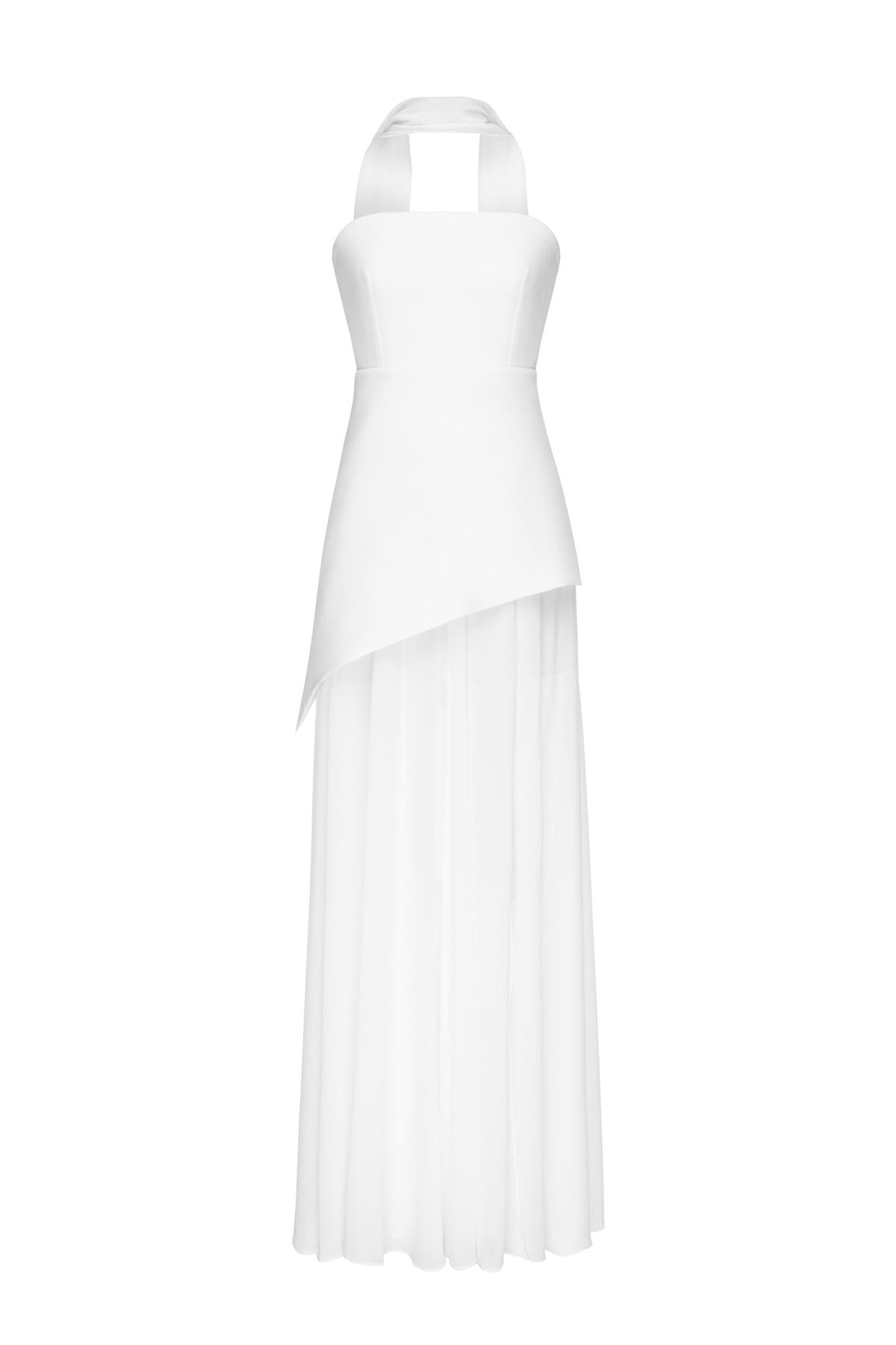 Florence Asymmetrical Chiffon Maxi Dress with Scarf