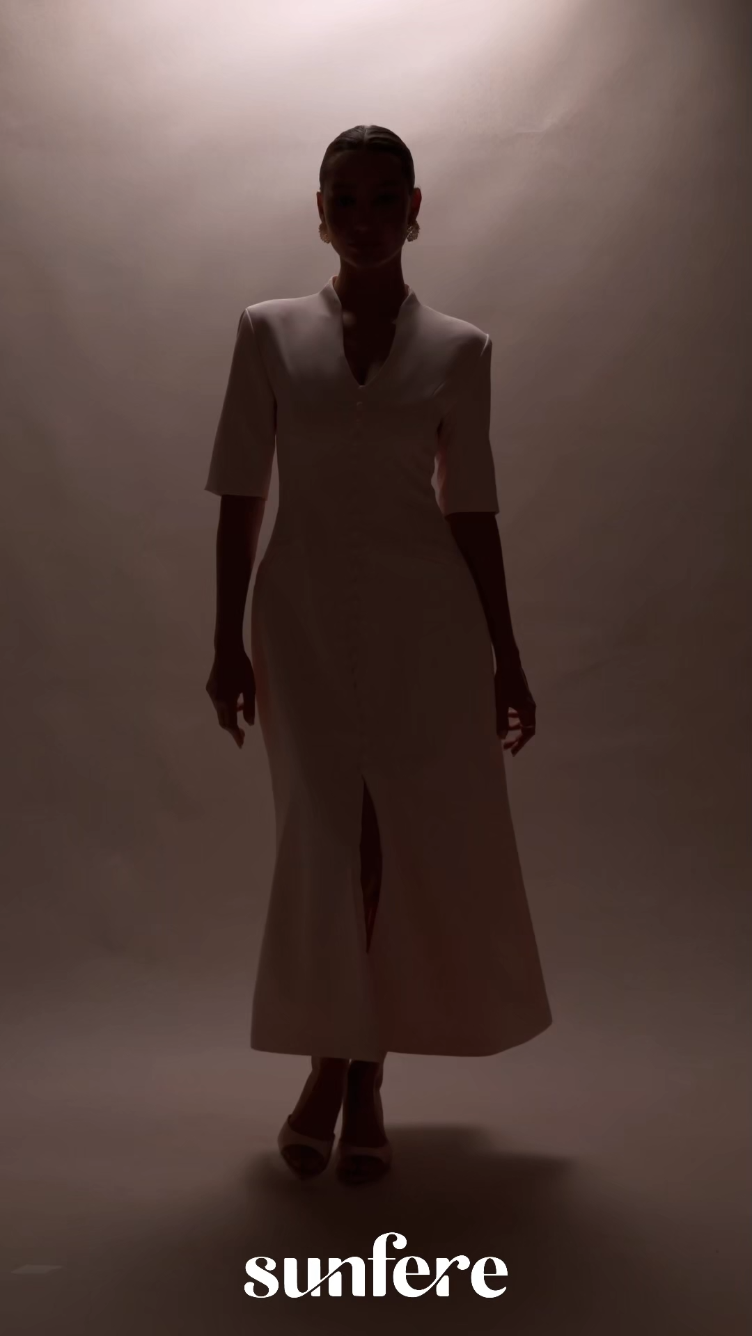 Minimal Mood Pink Stand Collar Split Maxi Dress