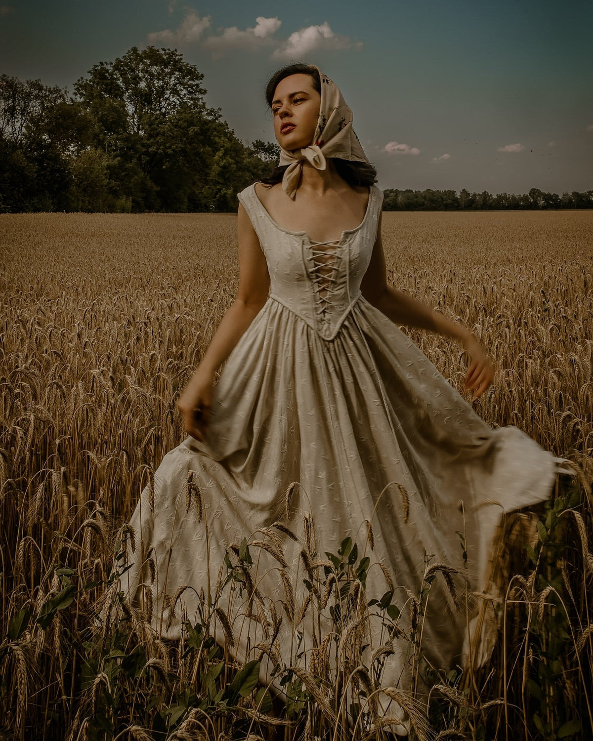 Anis 23 | Lace-up Jacquard Linen Corset Dress