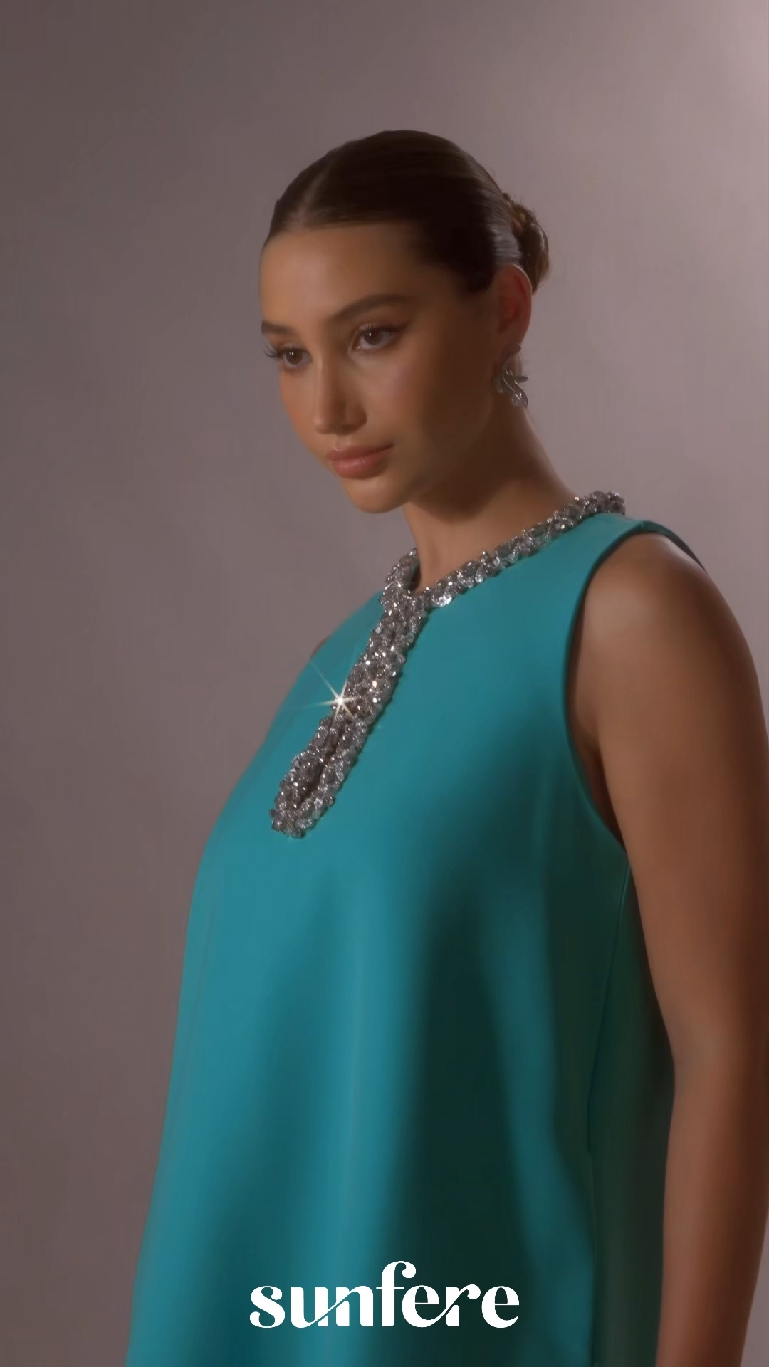 Fresh Feeling Mint Embellished Keyhole Mini Dress