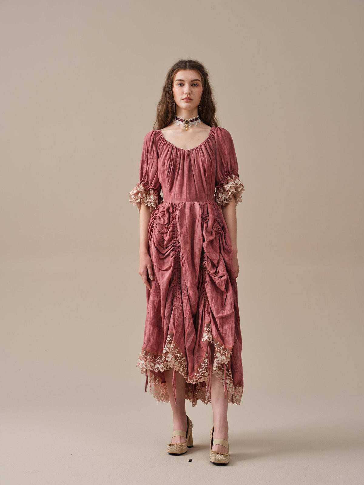 Elowen 27 | Lace Linen dress gown ( 2 way to wear )