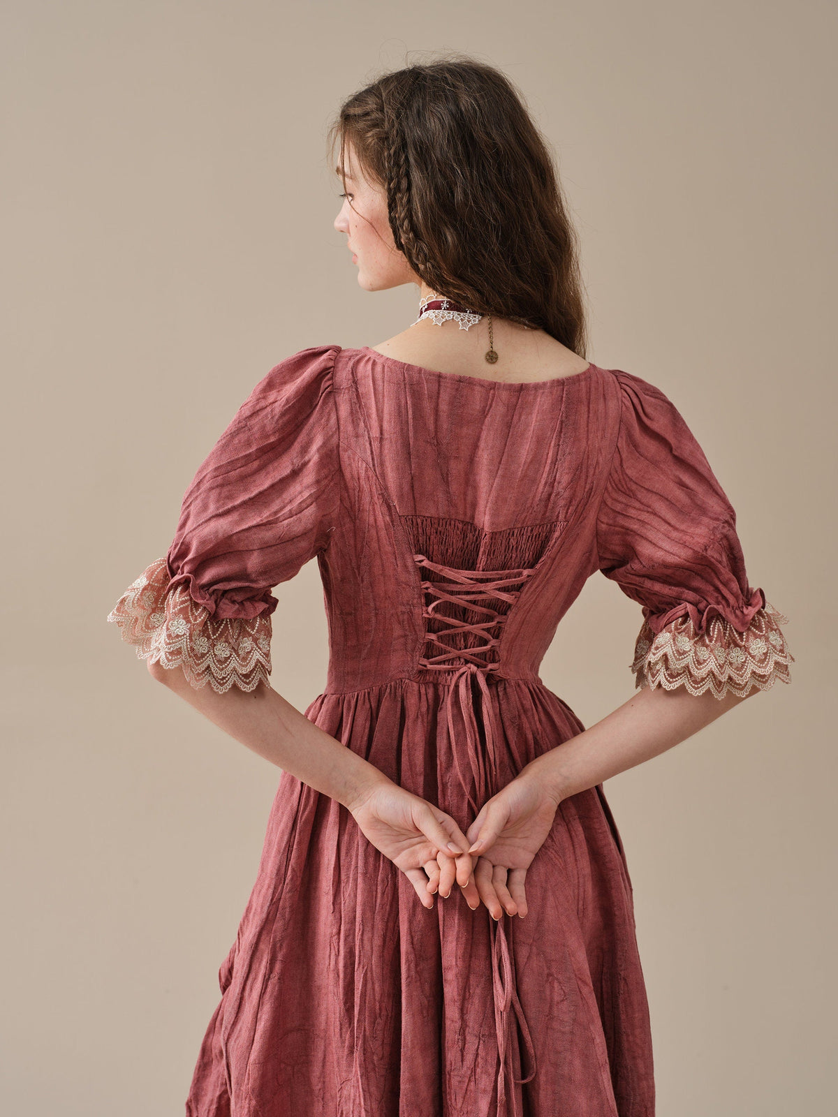 Elowen 27 | Lace Linen dress gown ( 2 way to wear )