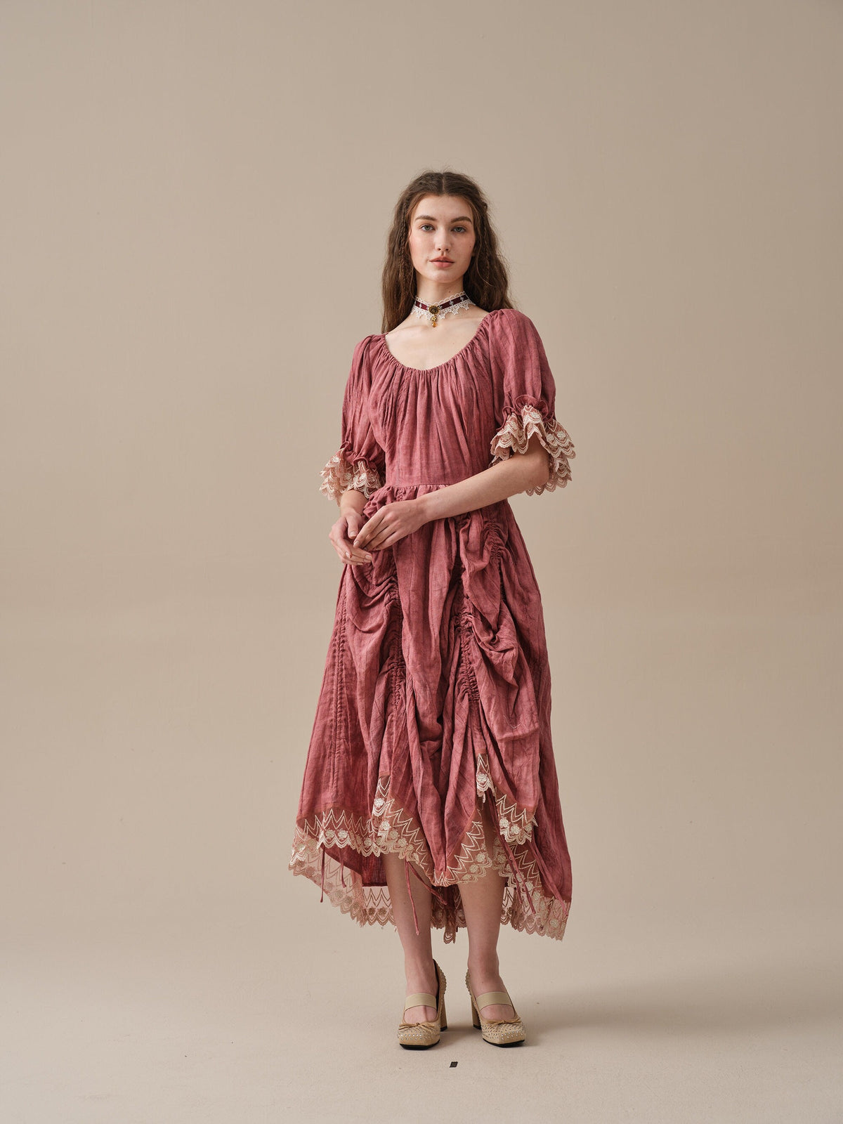 Elowen 27 | Lace Linen dress gown ( 2 way to wear )