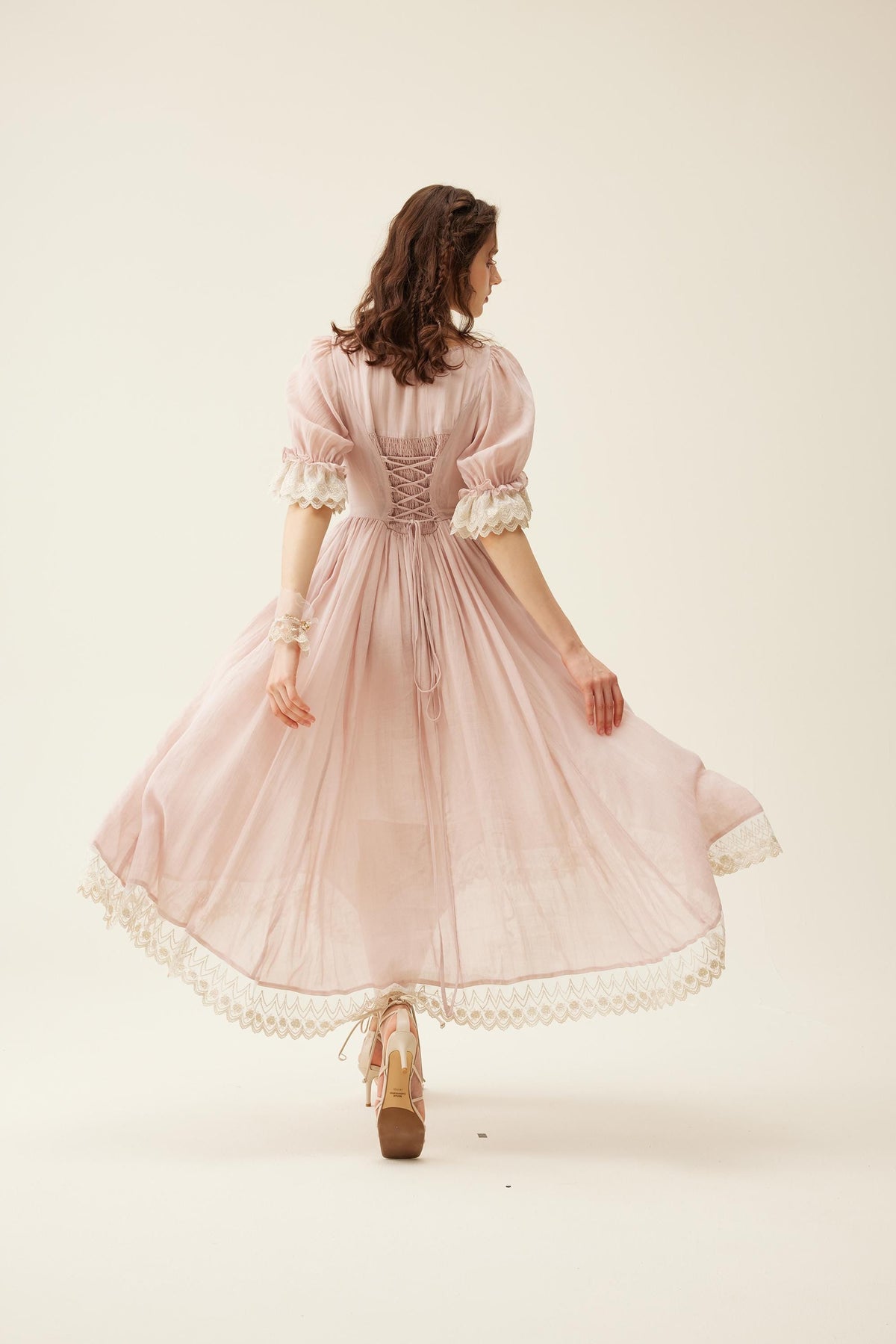 Elowen 27 | Lace Linen dress gown ( 2 way to wear )