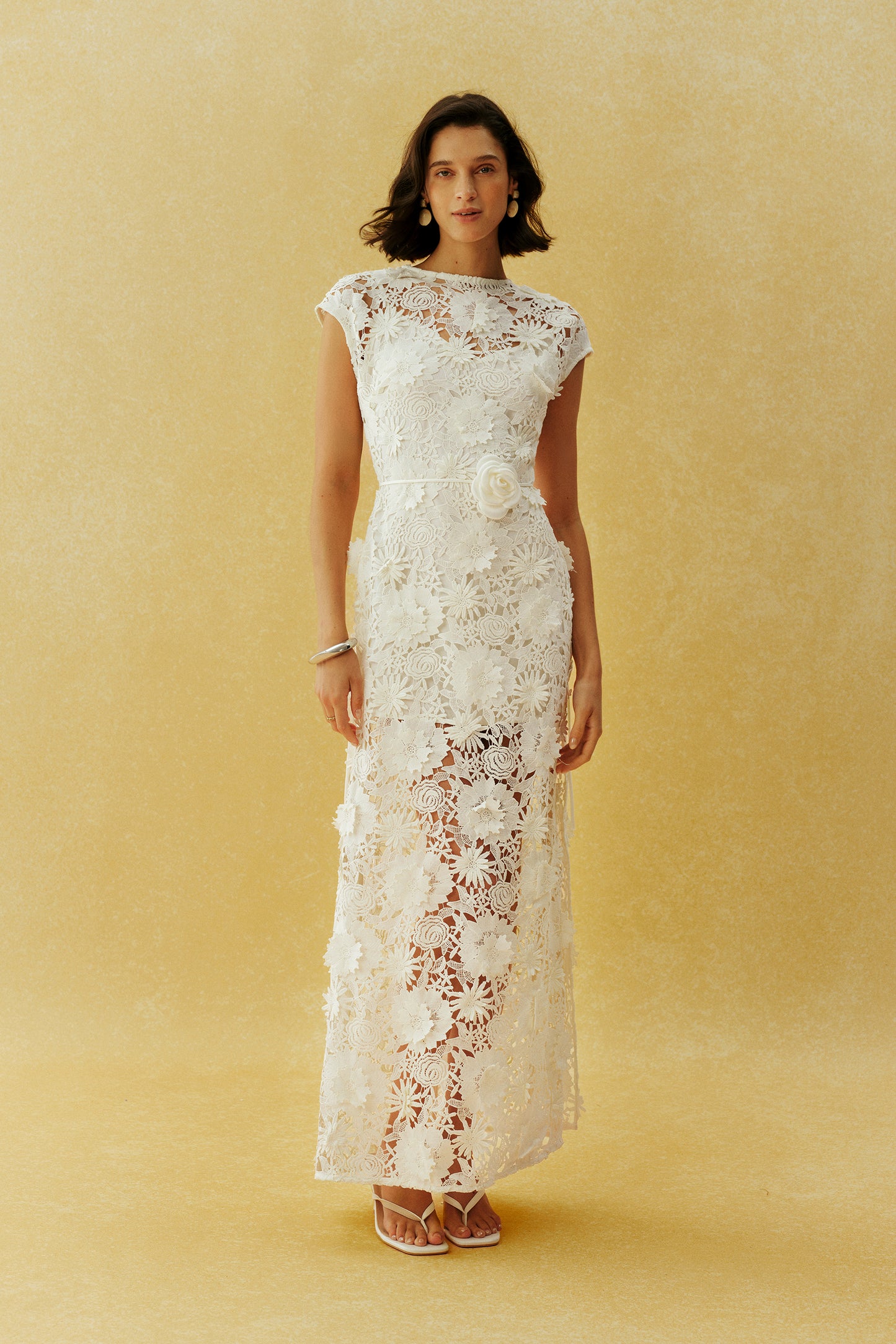 Before the First Kiss White Floral Lace Cap Sleeve Maxi Dress