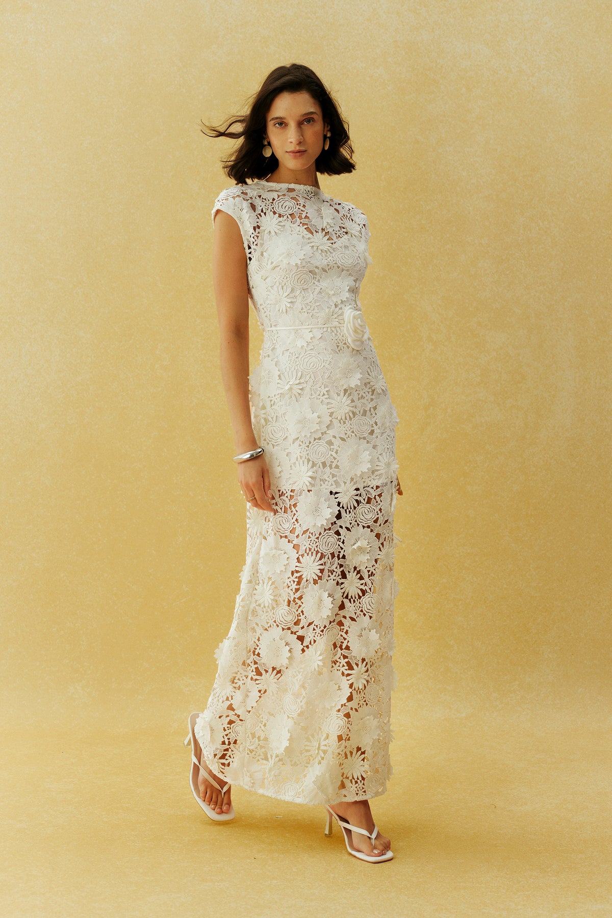 Before the First Kiss White Floral Lace Cap Sleeve Maxi Dress