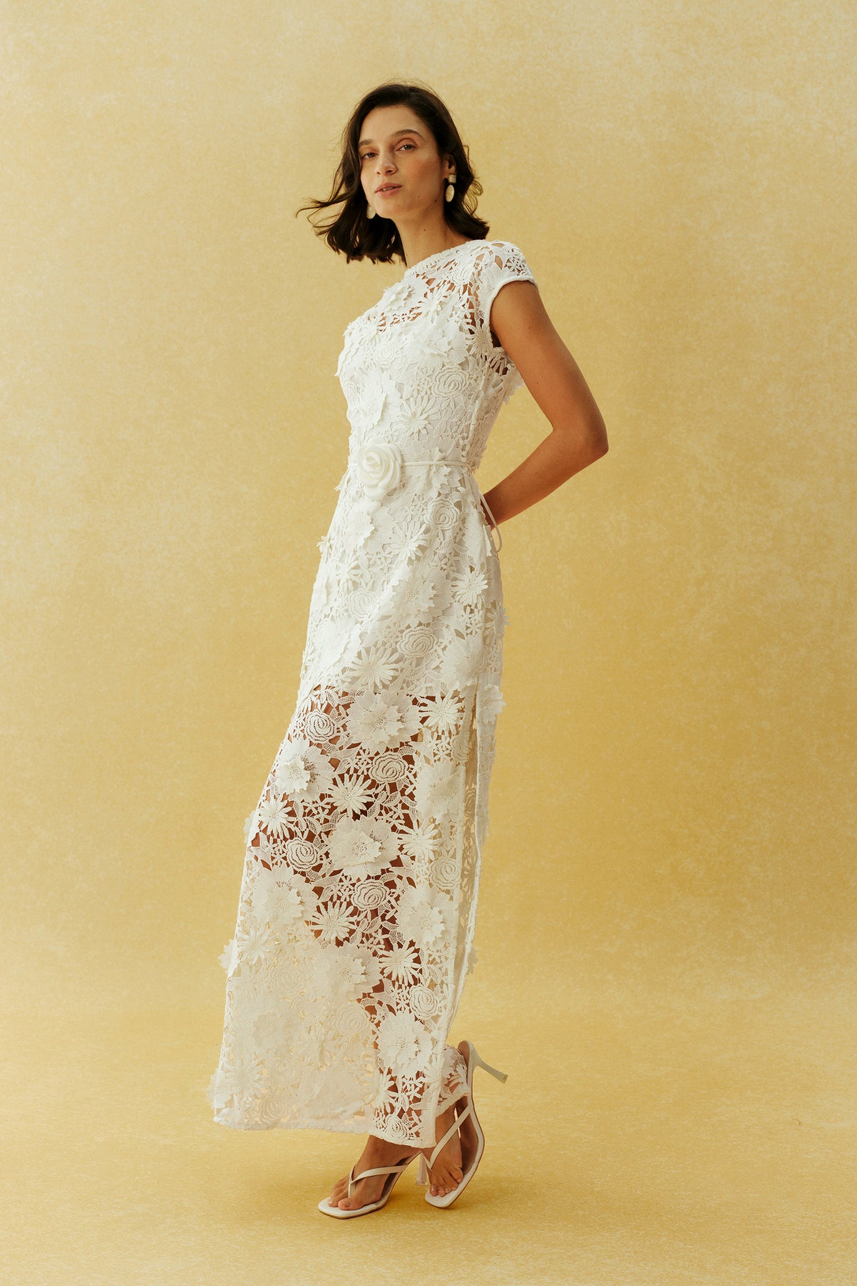 Before the First Kiss White Floral Lace Cap Sleeve Maxi Dress