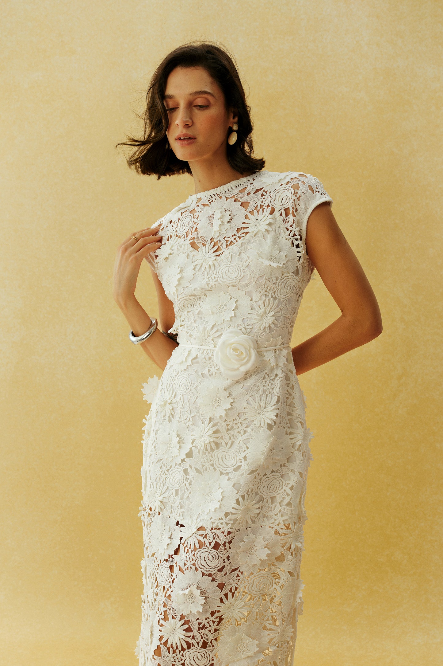 Before the First Kiss White Floral Lace Cap Sleeve Maxi Dress