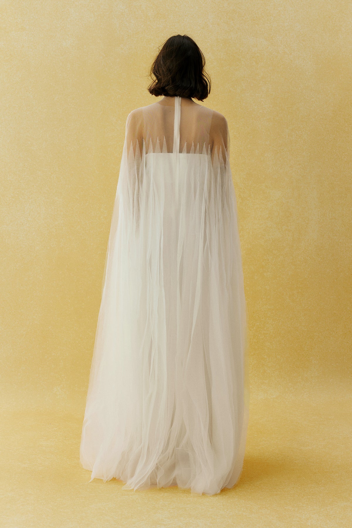 Following My Heart White Sheer Cape Sleeve Tulle Maxi Dress