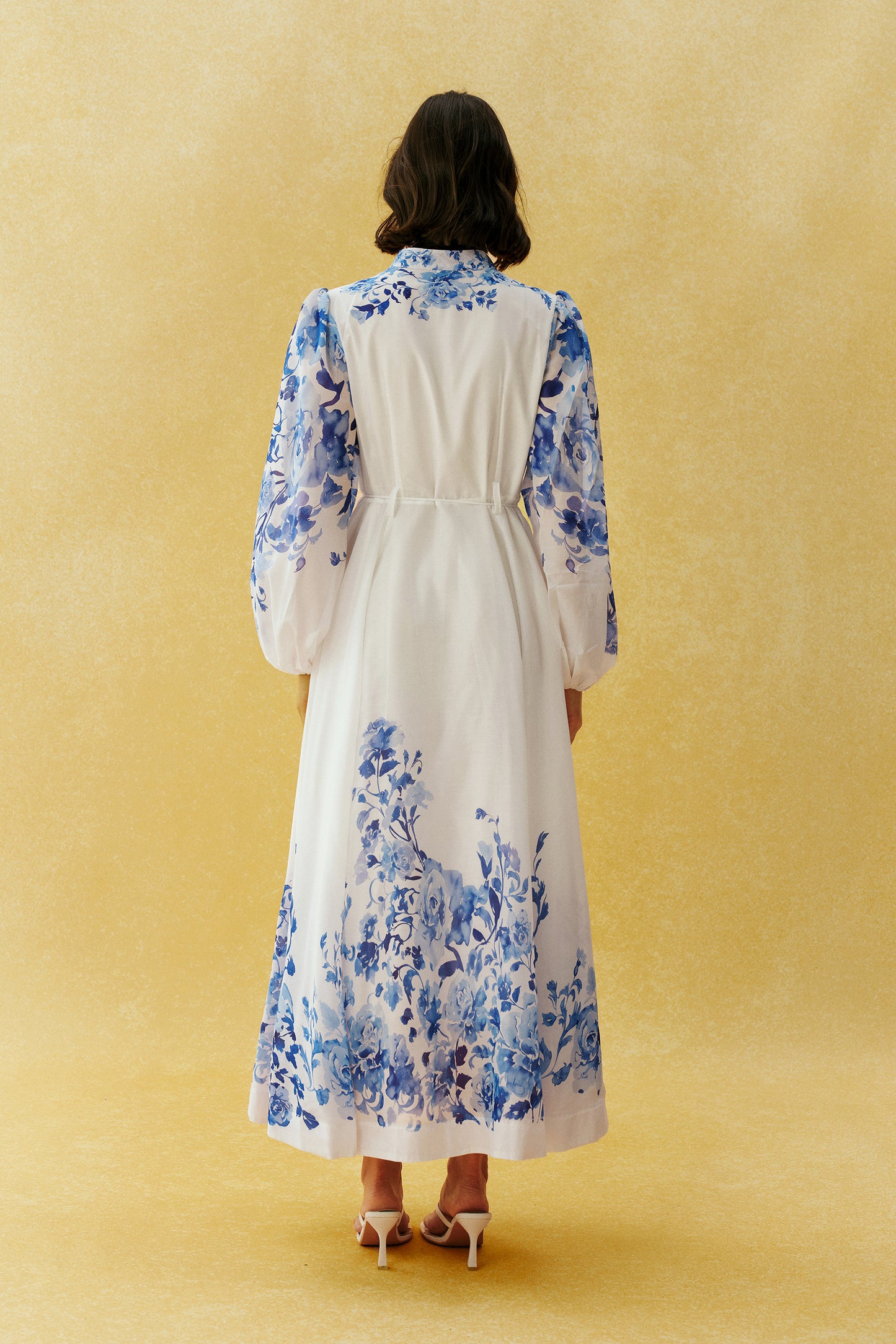 Naturally Charming White Floral Print Stand Collar Maxi Dress