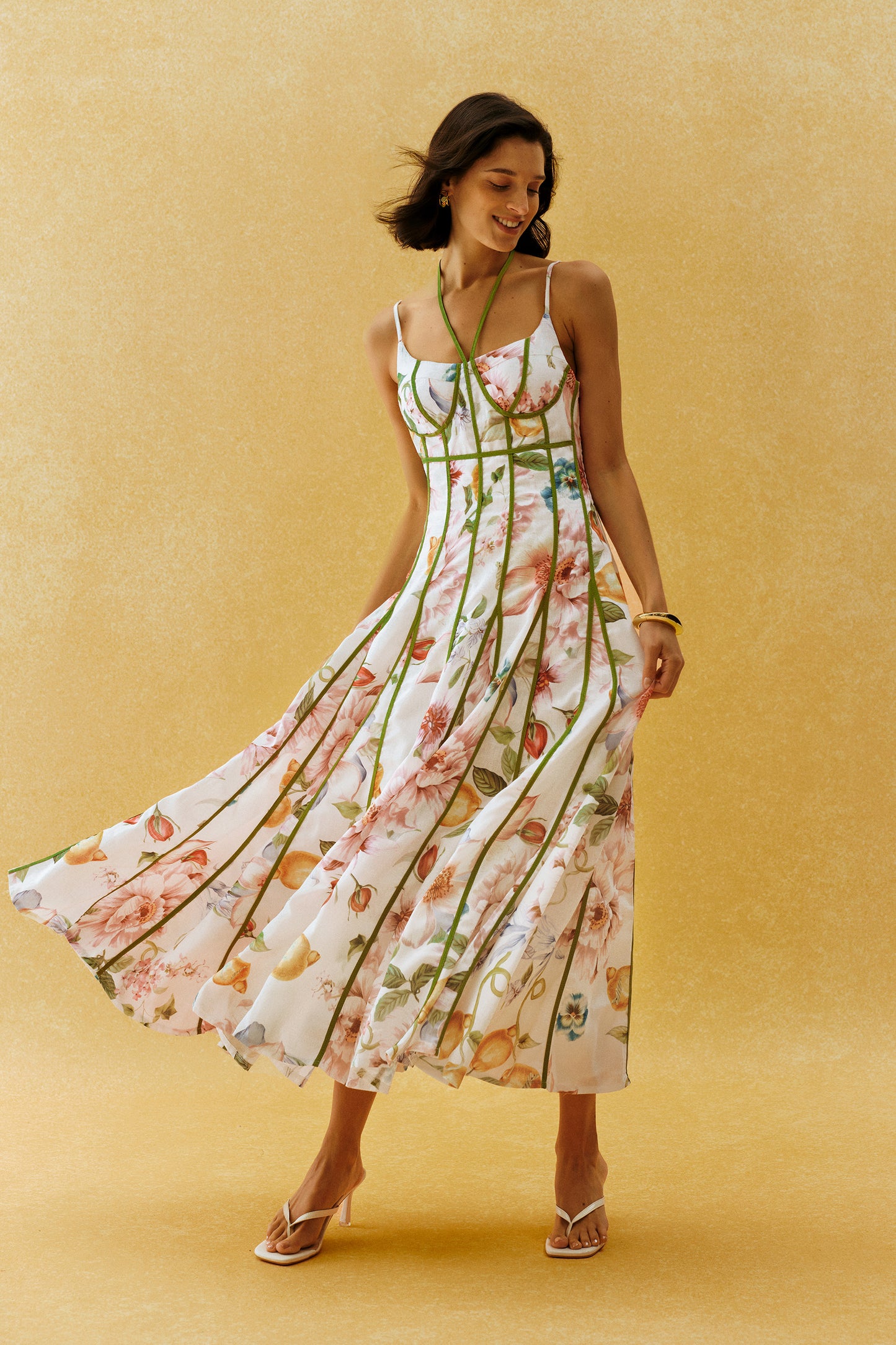 Falling For You White Floral Print Corset Maxi Dress