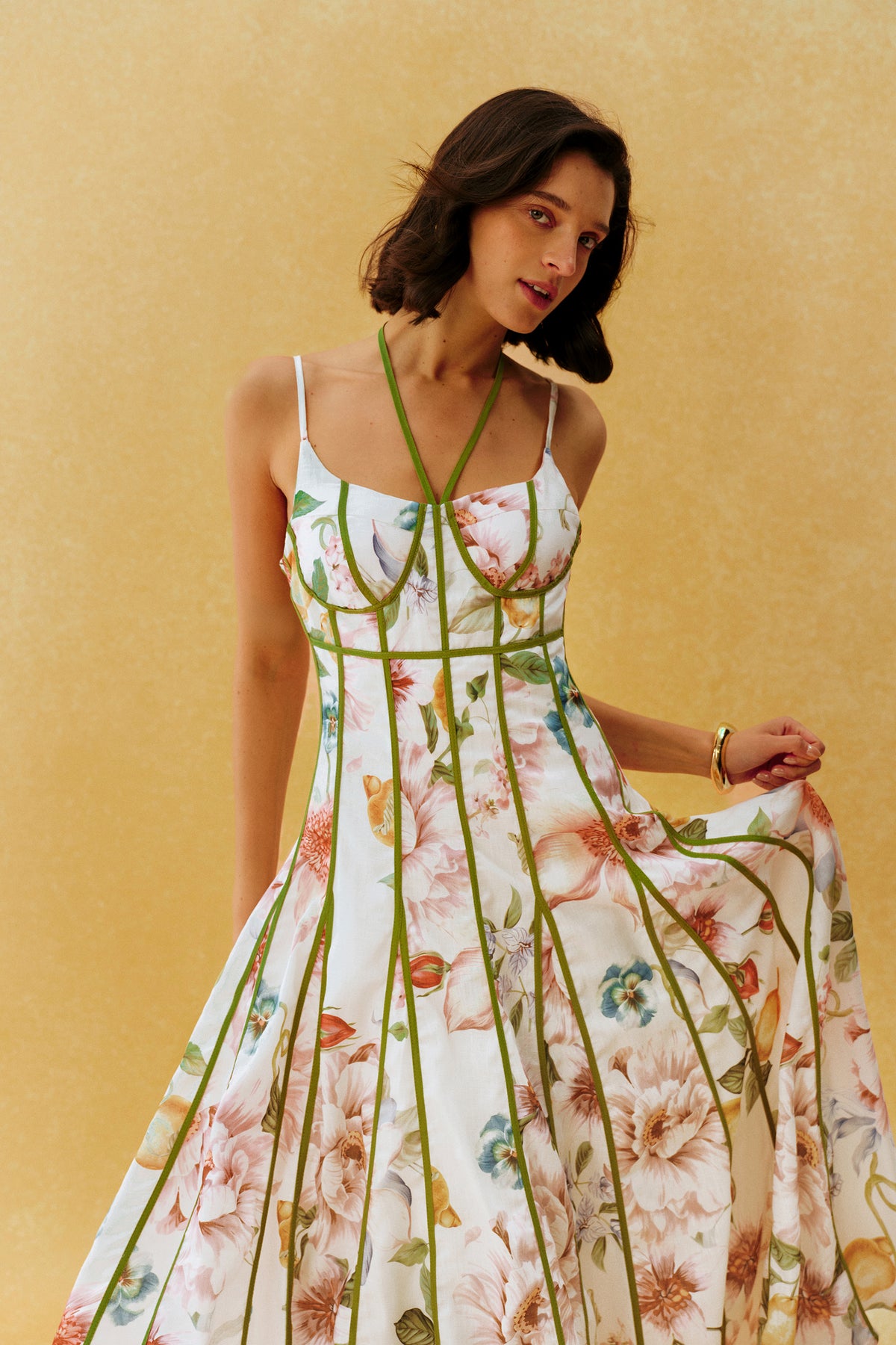 Falling For You White Floral Print Corset Maxi Dress