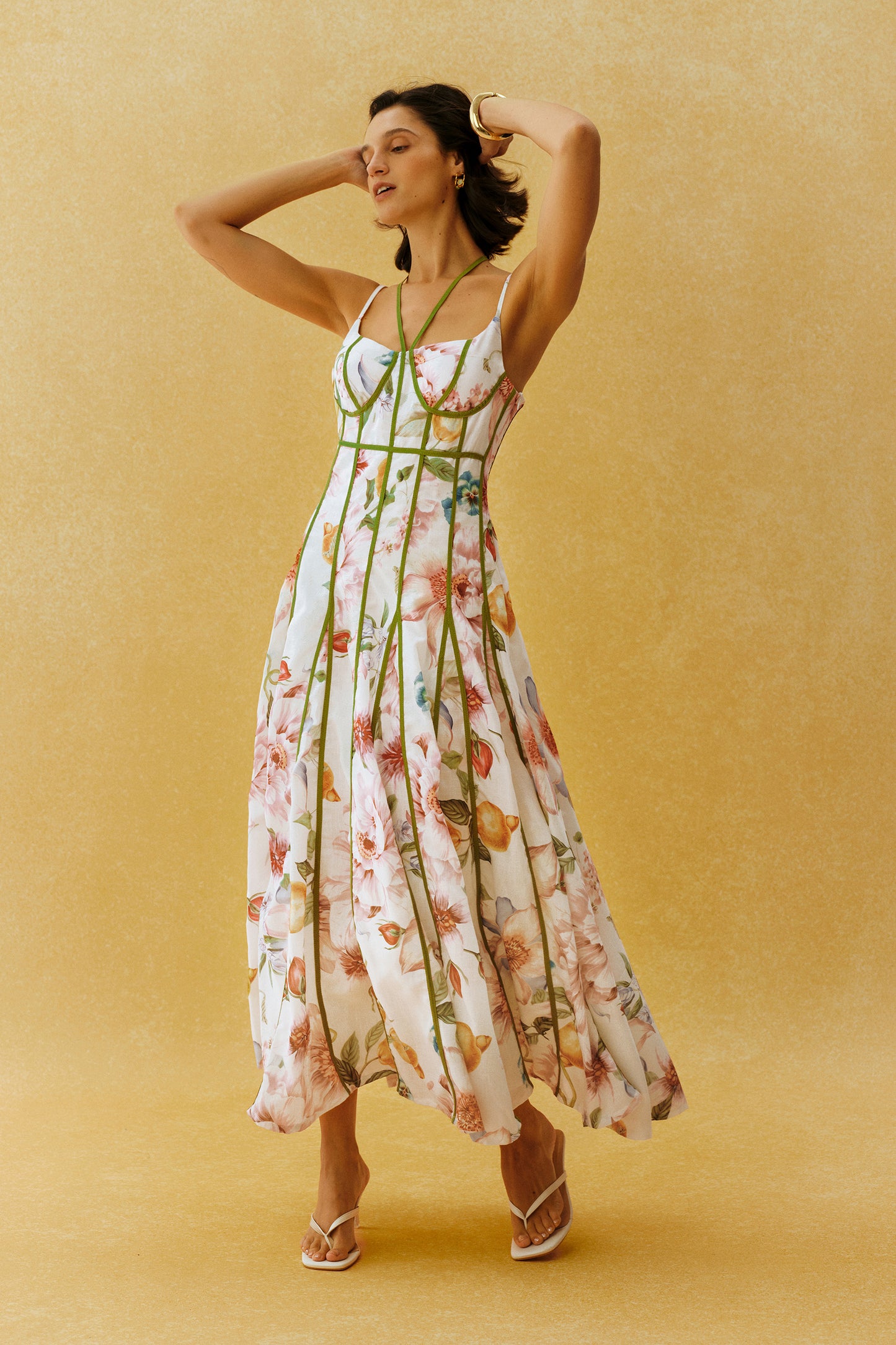 Falling For You White Floral Print Corset Maxi Dress